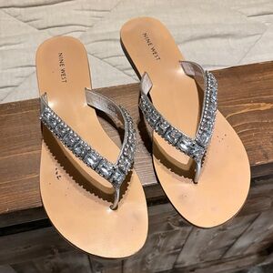 Nine West Silver and Beige Women's Sandals